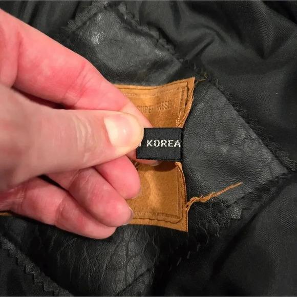 Vintage Super Goose Genuine Leather Duck Down Winter Coat sz M - Picture 6 of 11